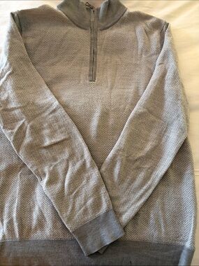 BROOKS BROTHERS Quarter Zip Herringbone Sweater